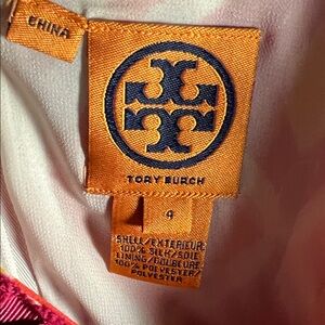 Tory Burch Orange and Blue Logo Tag